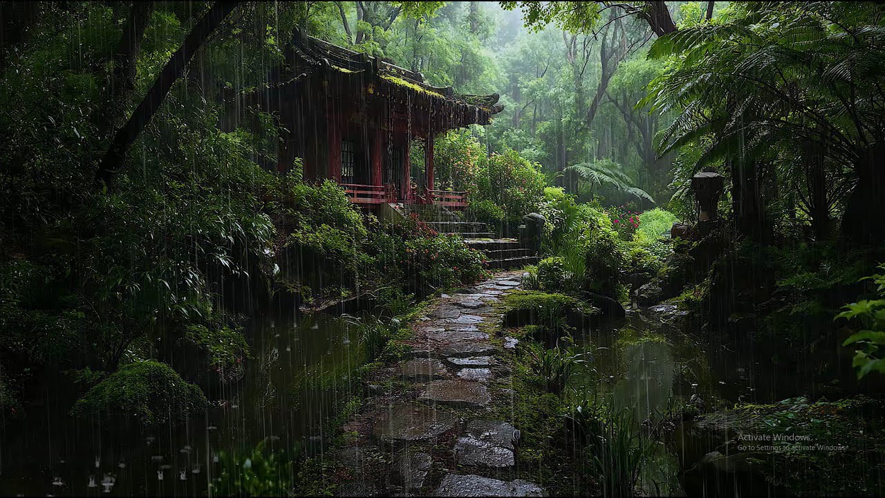 Let The Rain In Japanese Forest Temple be Your Sanctuary 🍀 A Source of Comfort & Calm in Busy World
