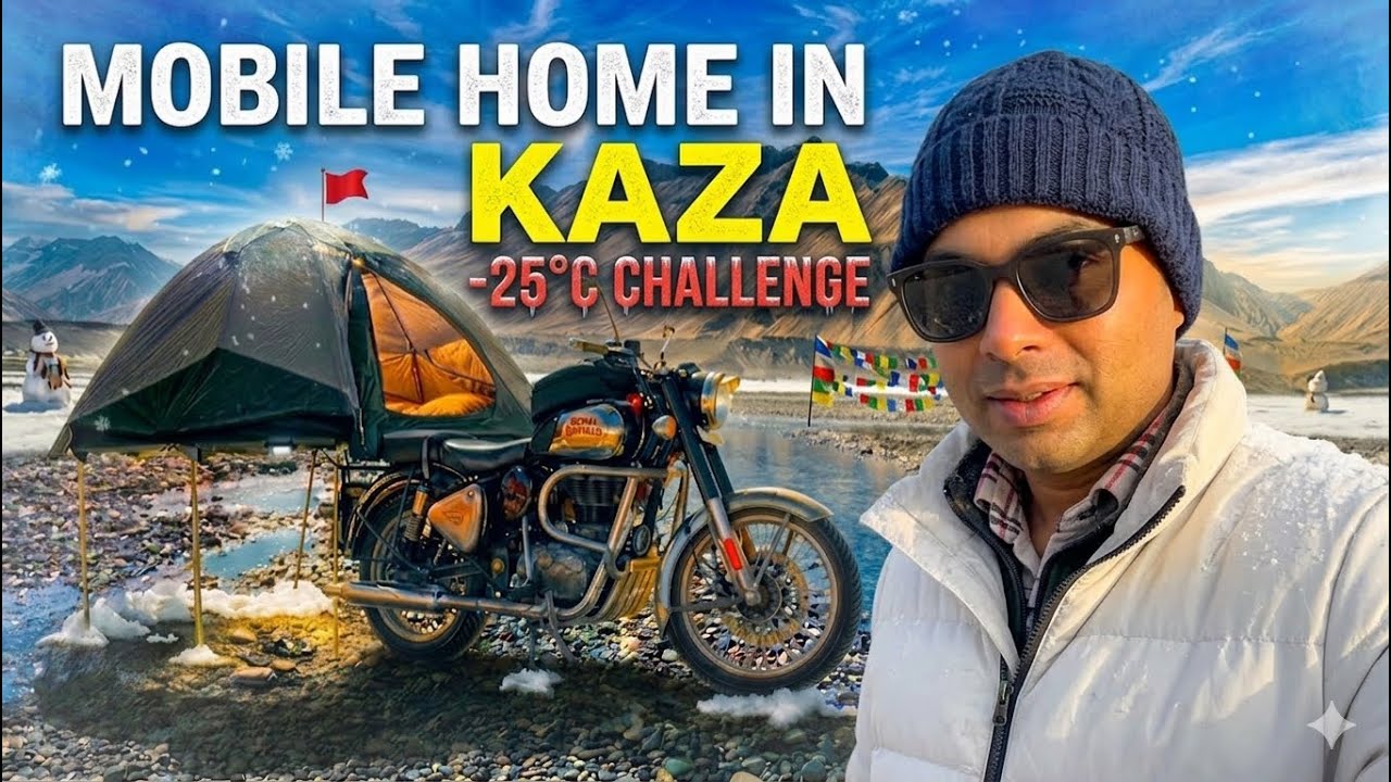 -25°C Mein Bike Par Ghar! 😱 Spiti Valley Winter Survival Challenge ❄️ Kaza