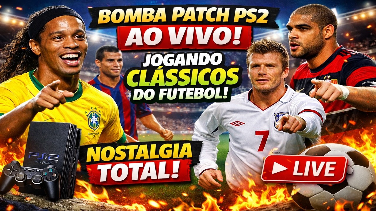 🔥 BOMBA PATCH PS2 AO VIVO! JOGANDO CLÁSSICOS DO FUTEBOL 🔥 Nostalgia Total no PS2