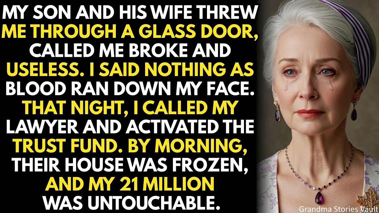 My son and his wife threw me through a glass door— had no idea I hid $21M. Thank God I stayed silent