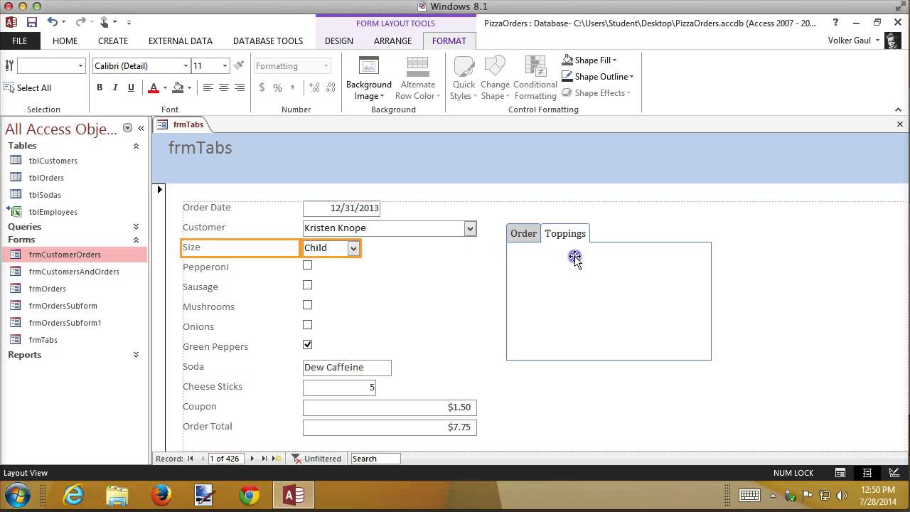 Int Access 4.6 Creating a Tabbed Form