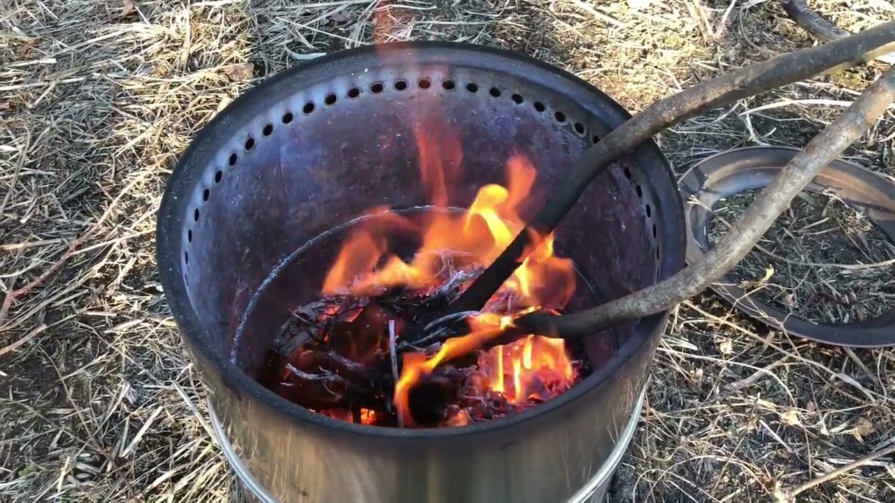 木の根を薪にして焚き火してみます！フレイムストーブmaxの燃焼効率やばすぎ！