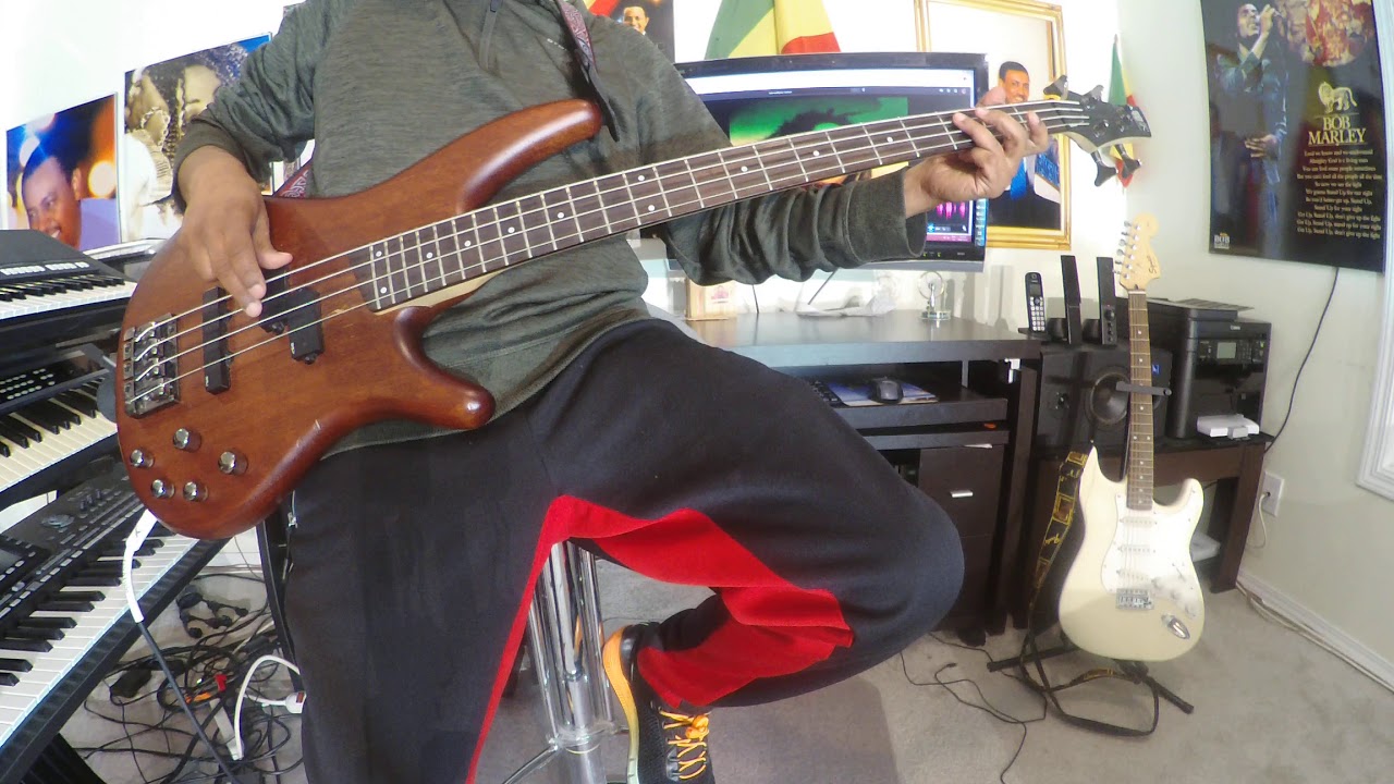 Bob Marley No Woman No Cry Bass cover practice by Yoseph Tamrat