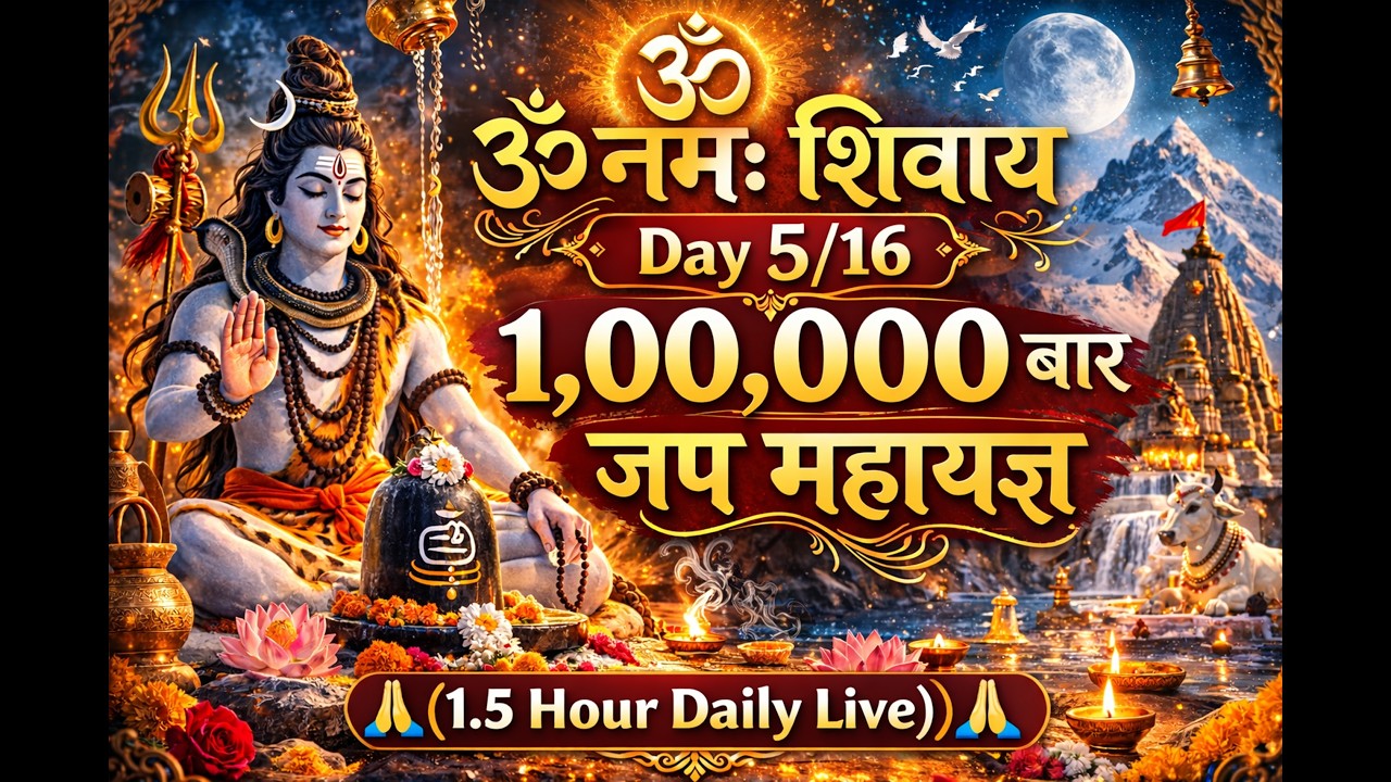 🔴 LIVE | ॐ नमः शिवाय | Day 5/16 | 1,00,000 Baar Jaap Mahayagya 🙏(1.5 Hour Daily Live)#LiveShivBhajan