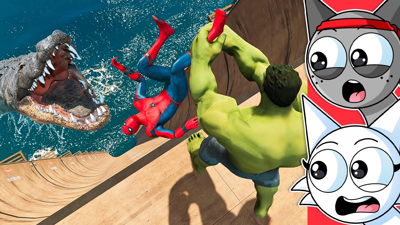 REACCIONANDO a los RAGDOLLS más GRACIOSOS de SPIDERMAN vs HULK en GTA 5