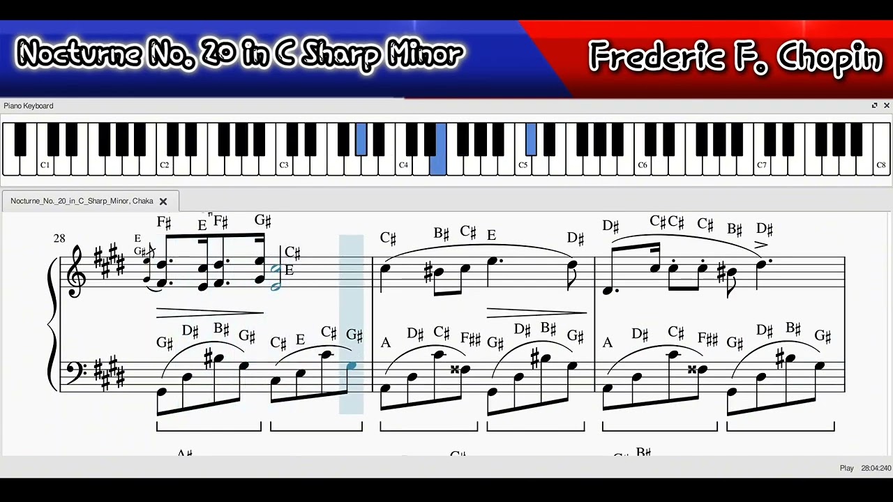 Nocturne No. 20 in C Sharp Minor Op.Post Frederic Francois Chopin TUTORIAL Pianj
