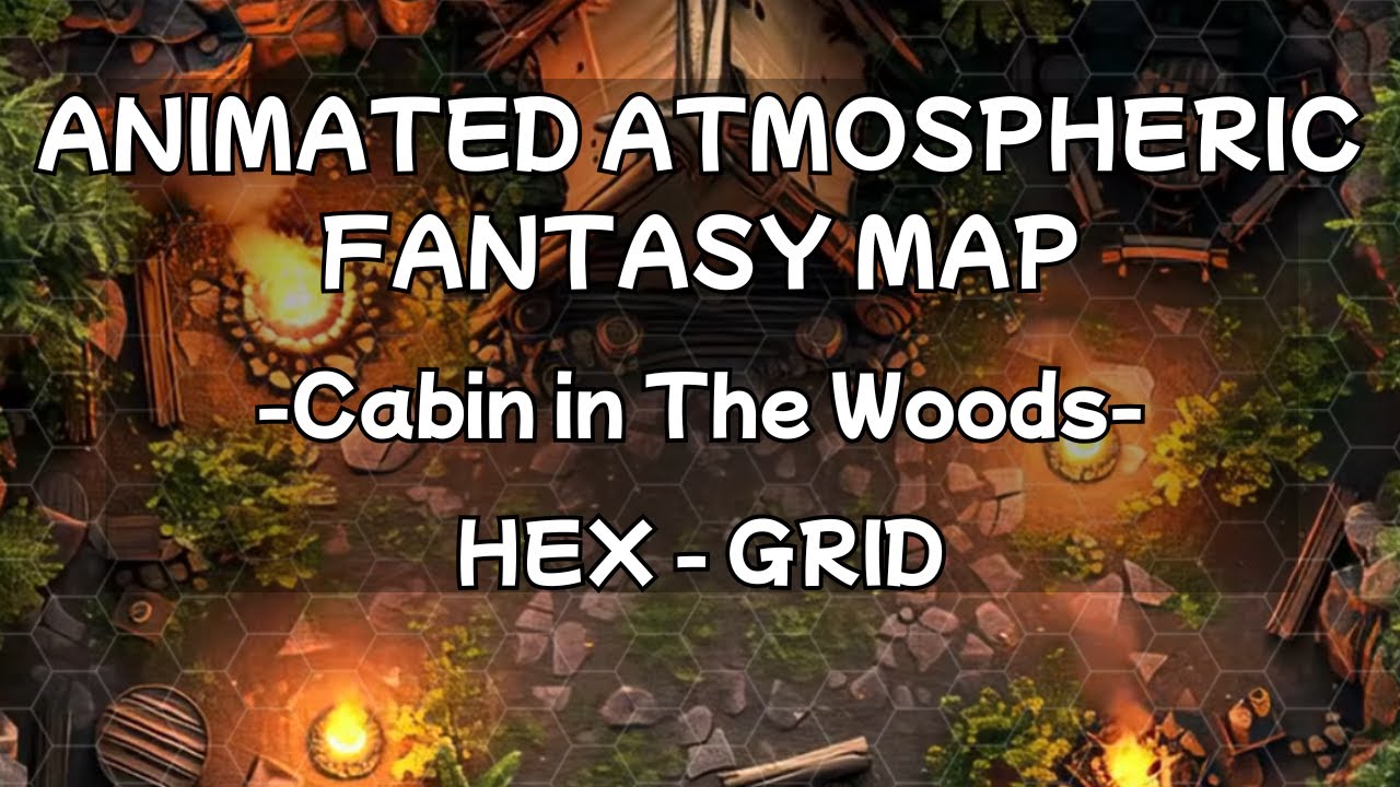 ATMOSPHERIC  ANIMATED MAP | A Cabin In The Woods | HEX GRID |  With Sound Ambience