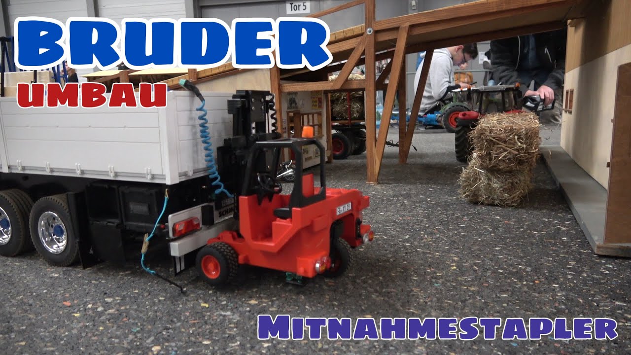 RC BRUDER UMBAU Mitnahmestapler Lifting, lowering, driving with geared motors