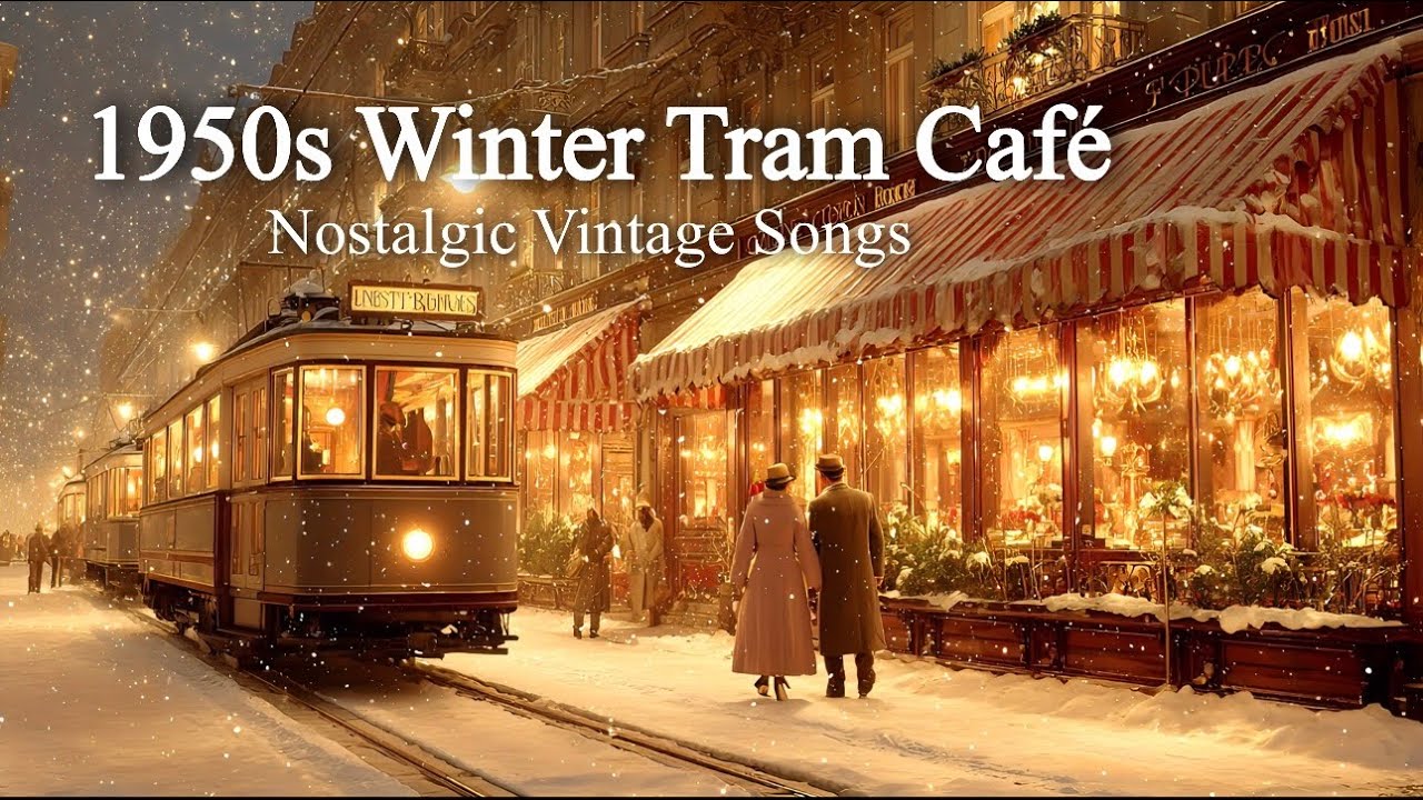 Trip to 1950s Winter Café by the Tram | Nostalgic Vintage Songs
