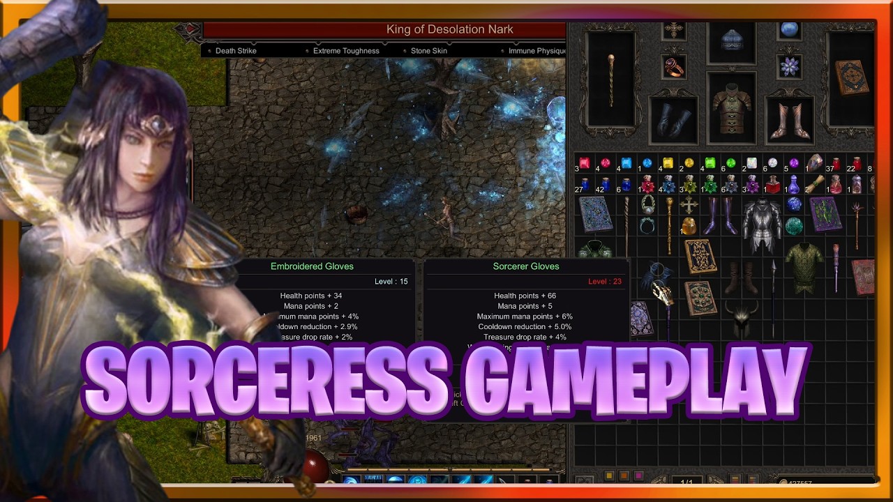 Геймплей за волшебницу в Shadow Dungeon: новая ARPG (Маг, Огонь, Холод, Молния) в стиле Diablo 2