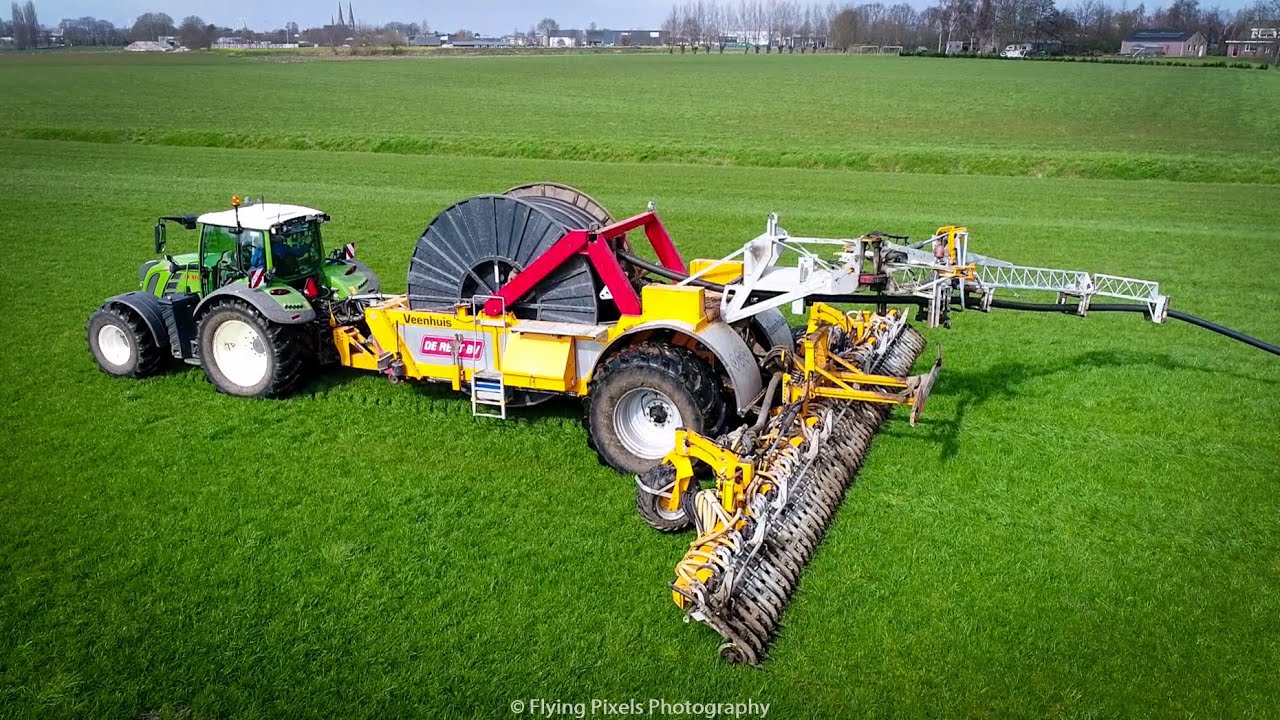 Sleepslang zodebemesten / Injecting Slurry / Gülle ausbringen / Fendt 722 / Veenhuis Rotomax