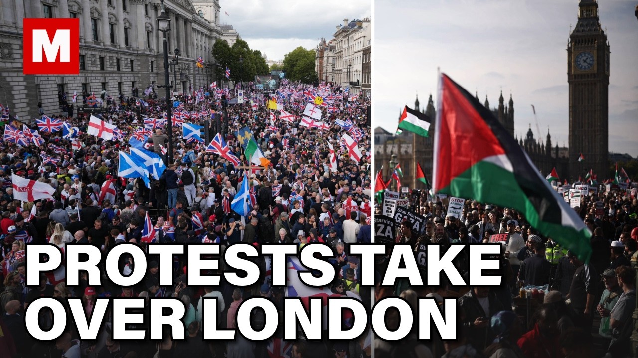 London Streets Taken Over by Tommy Robinson&rsquo;s Unite the Kingdom March and Pro-Palestine Rally