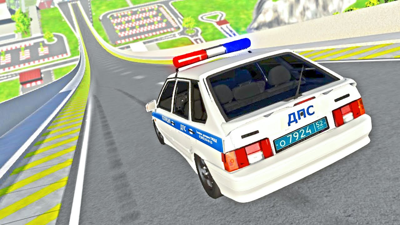 СПУСК БЕЗ ТОРМОЗОВ НА ПОЛИЦЕЙСКОЙ ВАЗ 2114 В BeamNG Drive МОДЫ! Beamng.Drive ИГРА ВИДЕО