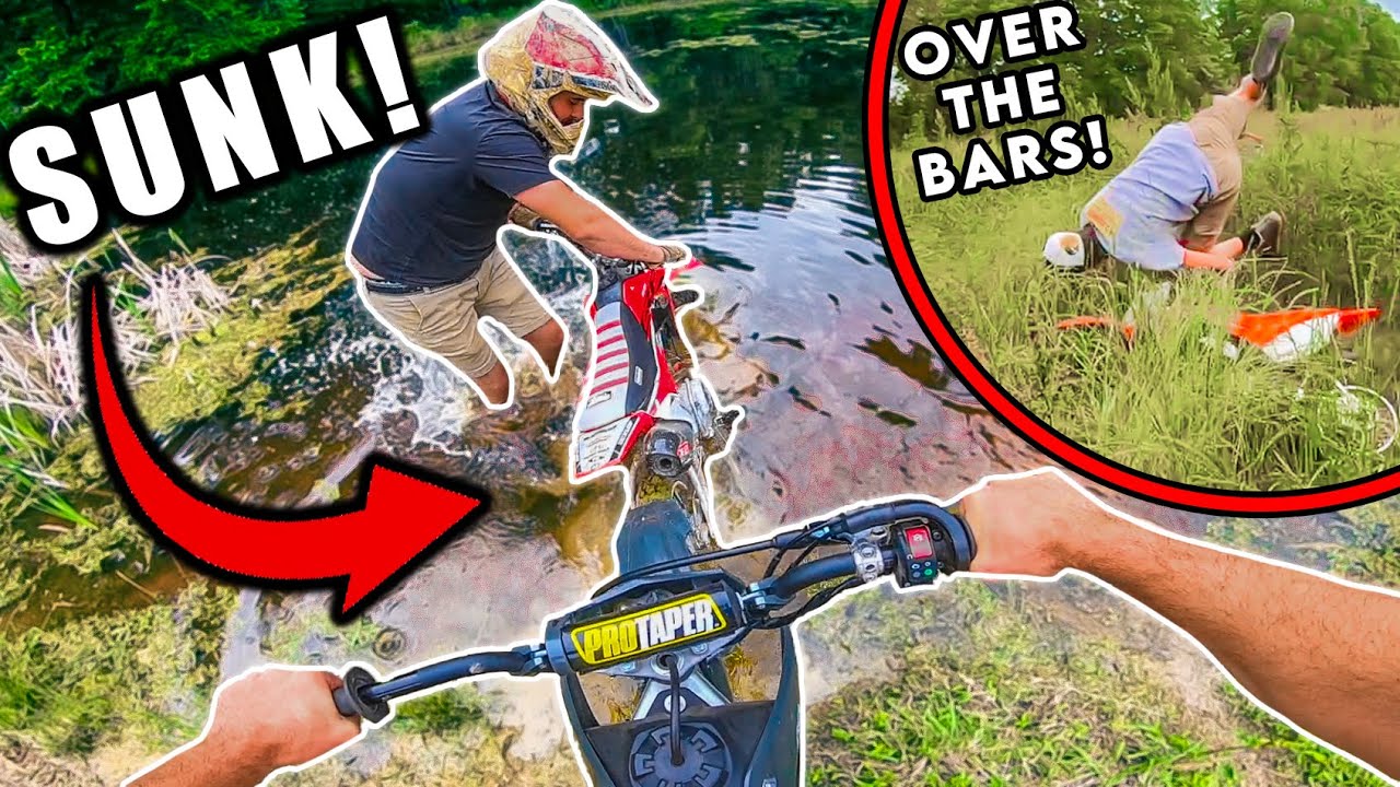 ALMOST SUNK MY PIT-BIKE! *BIG CRASHES*