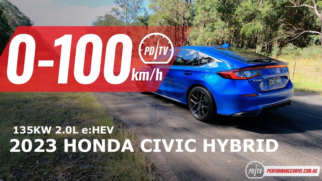 Honda Civic e:HEV (гибрид) 2023 года, разгон от 0 до 100 км/ч и звук двигателя