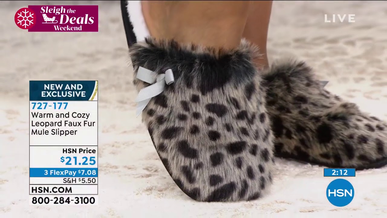 Warm and Cozy Leopard Faux Fur Mule Slipper