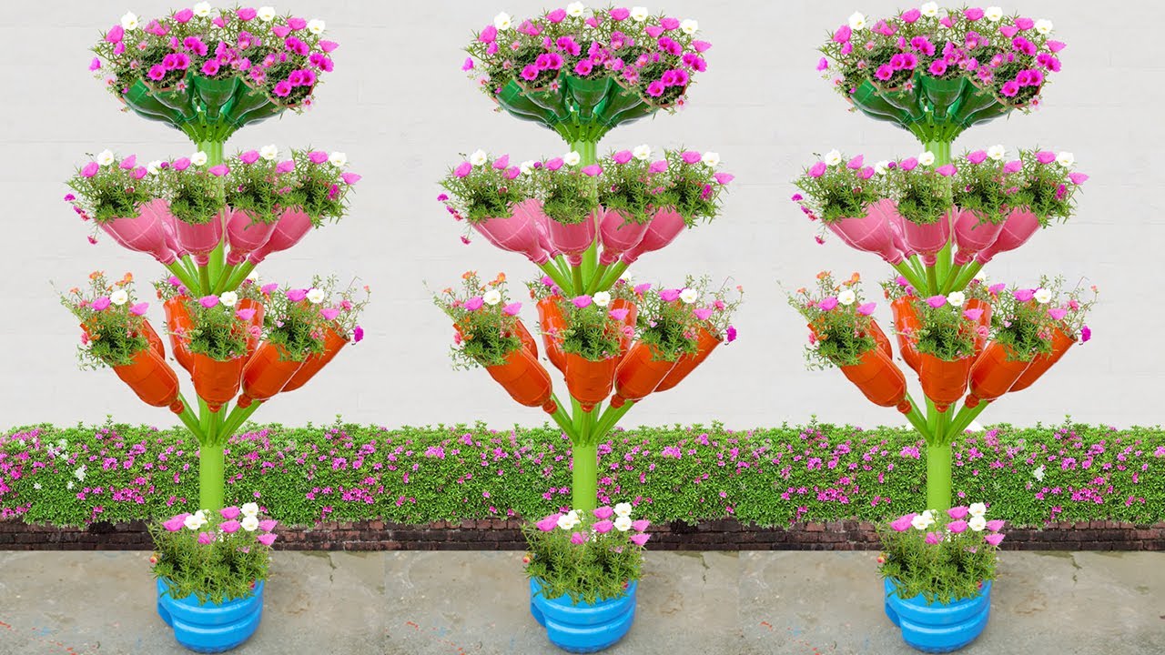 Incredible Tower Garden Ideas with PVC Pipes and Plastic Bottles For Front Yard