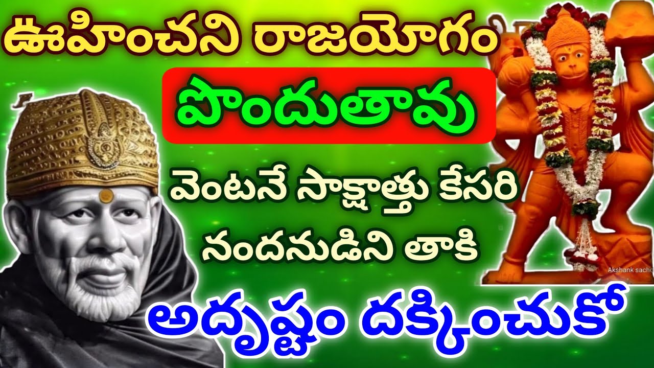 ఊహించని రాజయోగం పొందుతావు వెంటనే సాక్షాత్తు కేసరి నందనుడిని తాకి అదృష్టం దక్కించుకో #saimahatyam