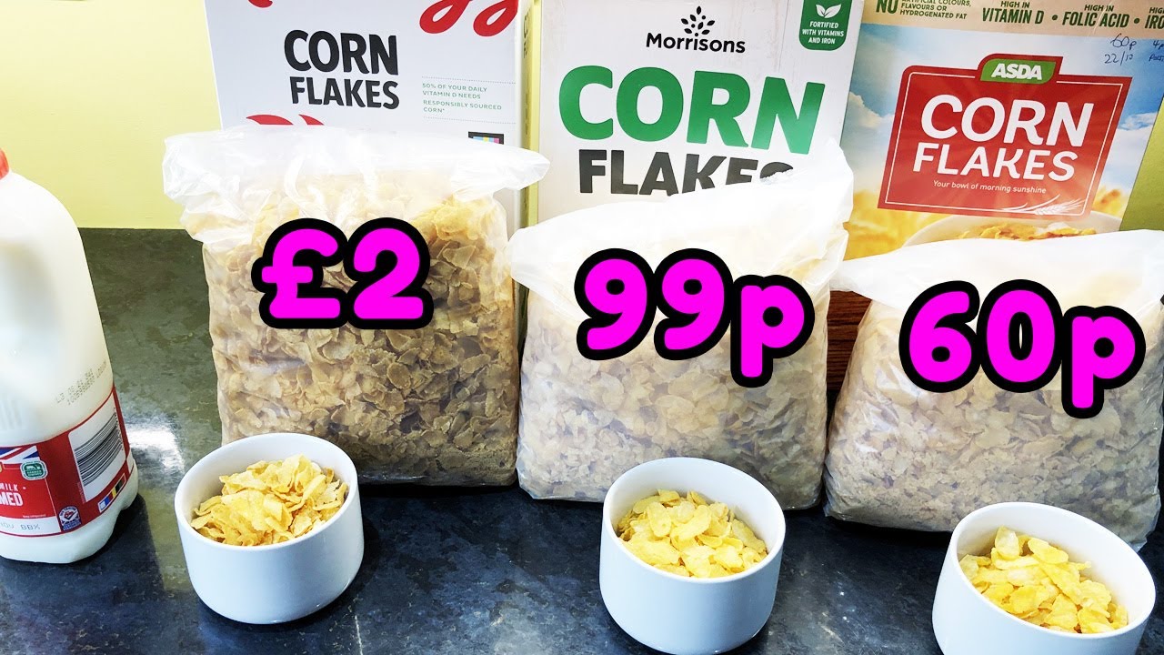 Cornflakes Kelloggs vs Morrisons vs Asda Supermarket Breakfast Cereal Comparison #cornflakes