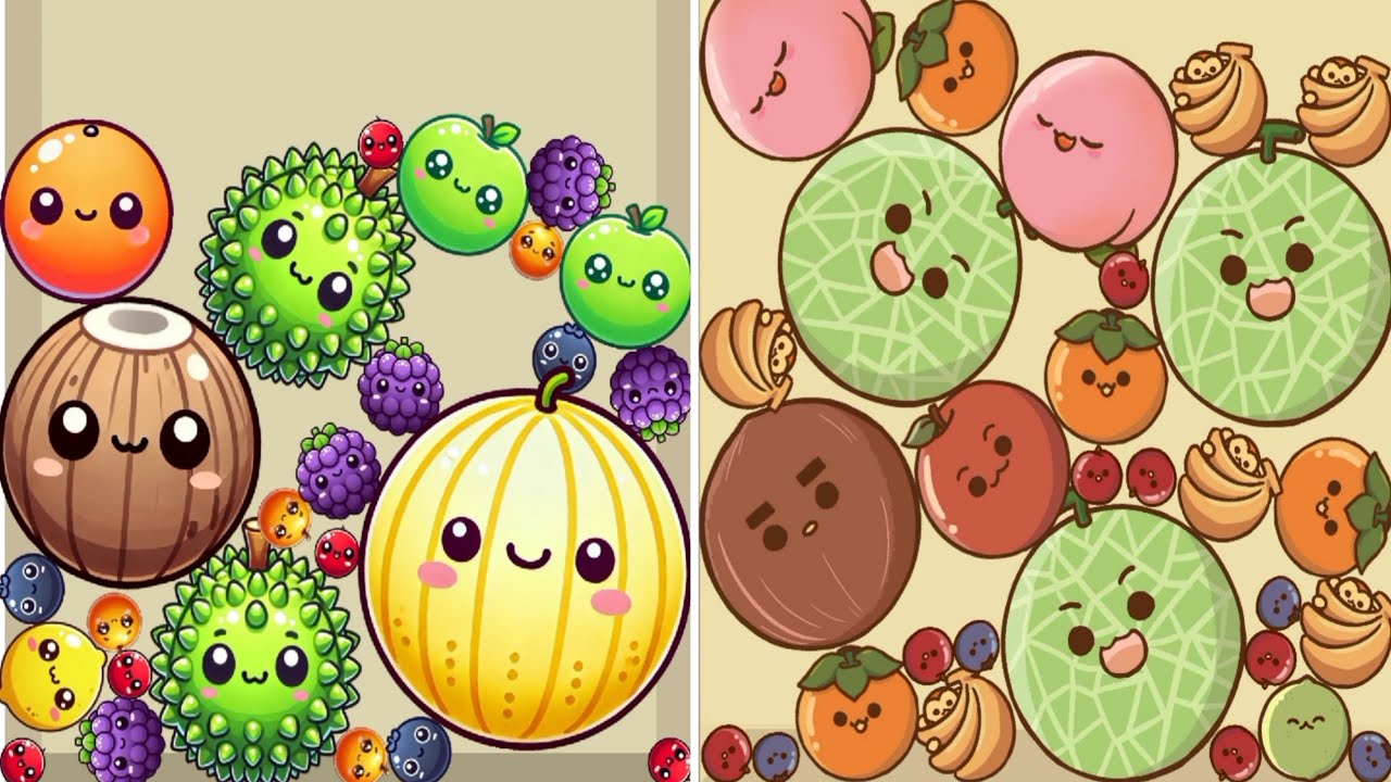 Fruit Fusion vs QS Monkey Land (Watermelon Game) Fruit Merge Satisfying ASMR