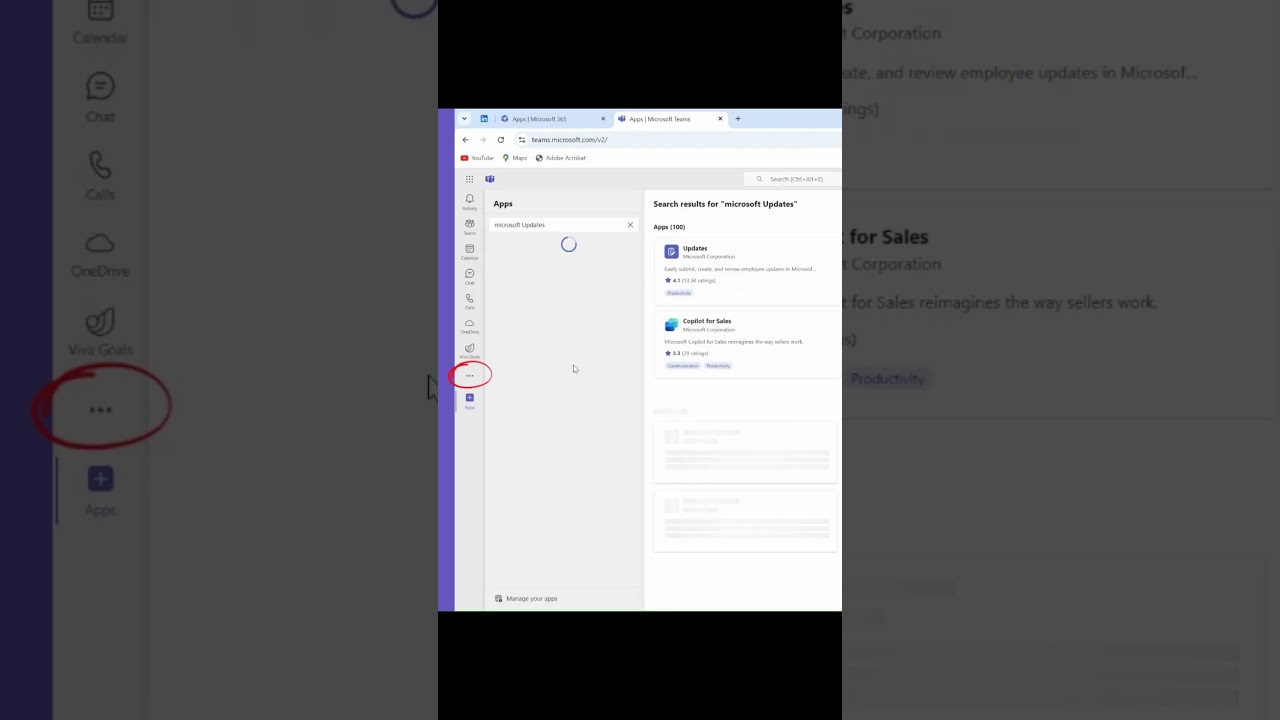 Install Microsoft Updates app in Teams 