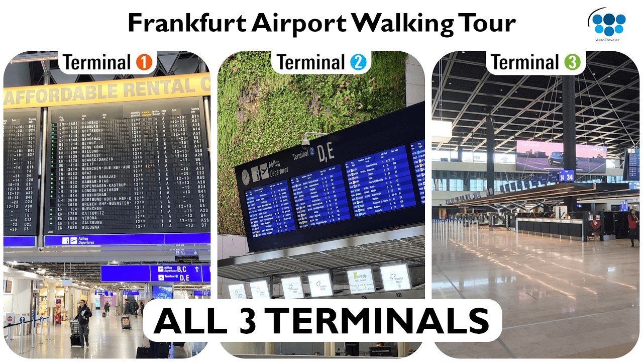 FULL Frankfurt Airport Walking Tour | ALL 3 TERMINALS | T1 - T2 - T3