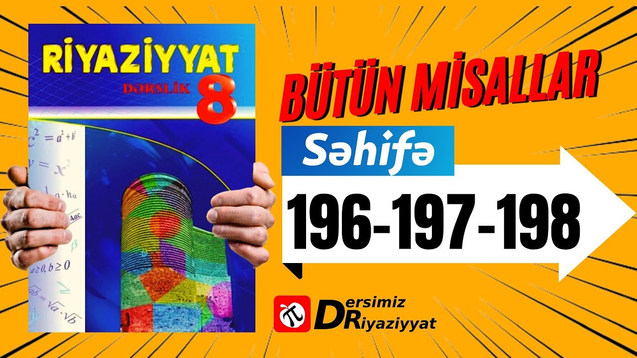 Riyaziyyat 8 ci sinif. seh 196-197-198. İki nöqtədən keçən düz xəttin tənliyi / dersimiz riyaziyyat