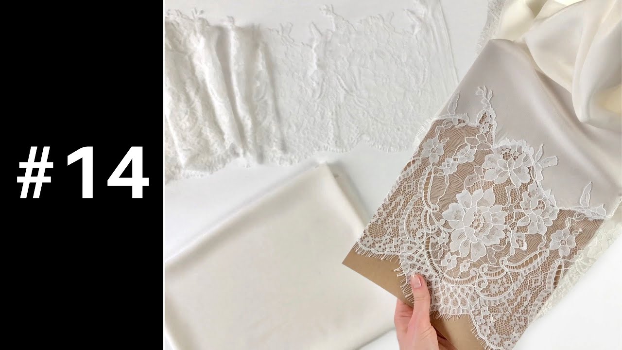 Sewing technique.  Handmade couture fabric, lace fabric embedded in natural silk.