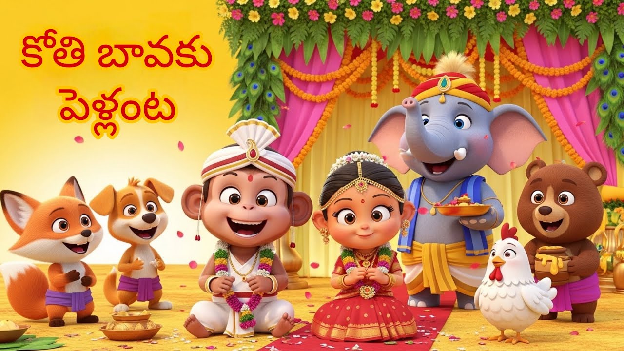 Koti Baavaku Pellanta Song | Telugu Kids Rhymes | Animal Wedding Fun | 3D animation 