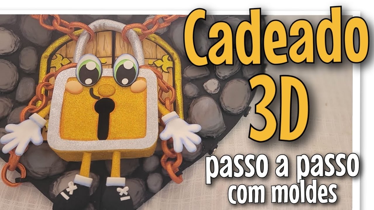 O melhor recurso Visual -Como fazer cadeado 3D - Coração de Pedra -  Passo a passo com a Tia Aline