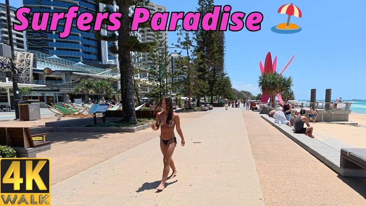 Australia 4k Beach Walk & Rides -  Surfers Paradise Gold Coast 🌴