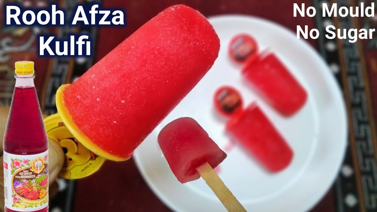 Rooh Afza Kulfi | Rooh Afza Chuski | How To Make Popsicle | Ice Cream Without Mould | Kulfi Recipe
