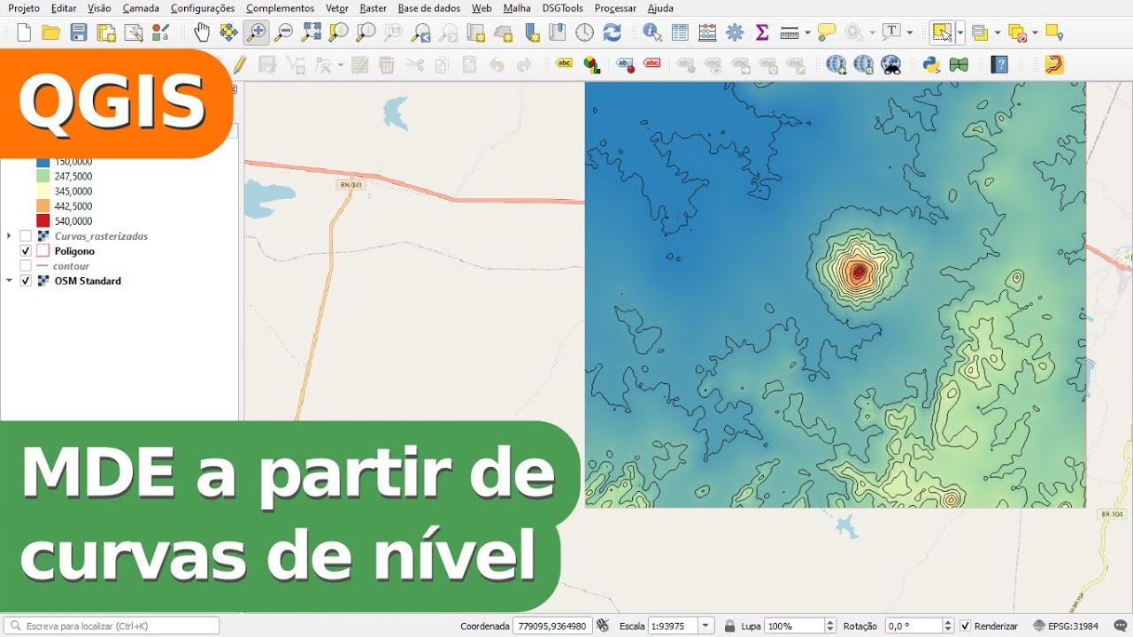 Gerar MDE a partir de curvas de nível no QGIS