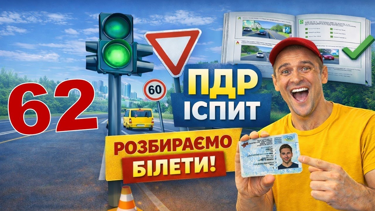 Cкласти теоретичний іспит з ПДР легко з першого разу. Білет №62