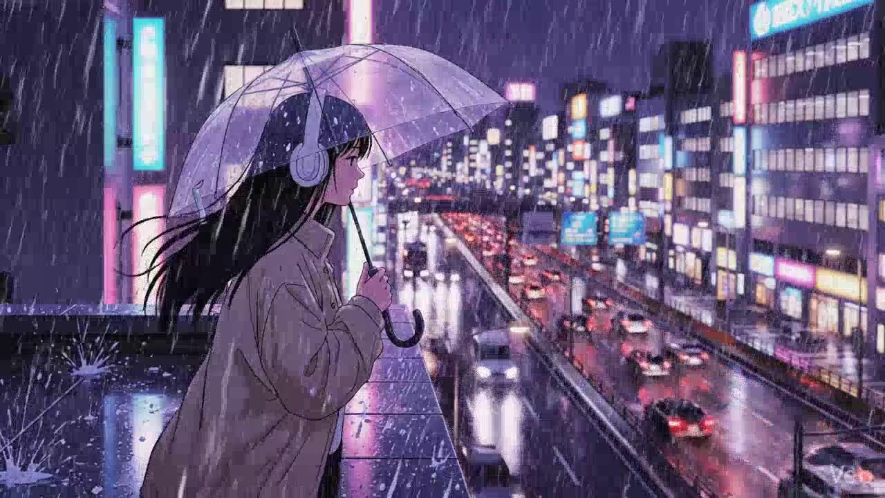 Rainy Night ASMR 🌧️ Neon Japan Lofi Chillhop