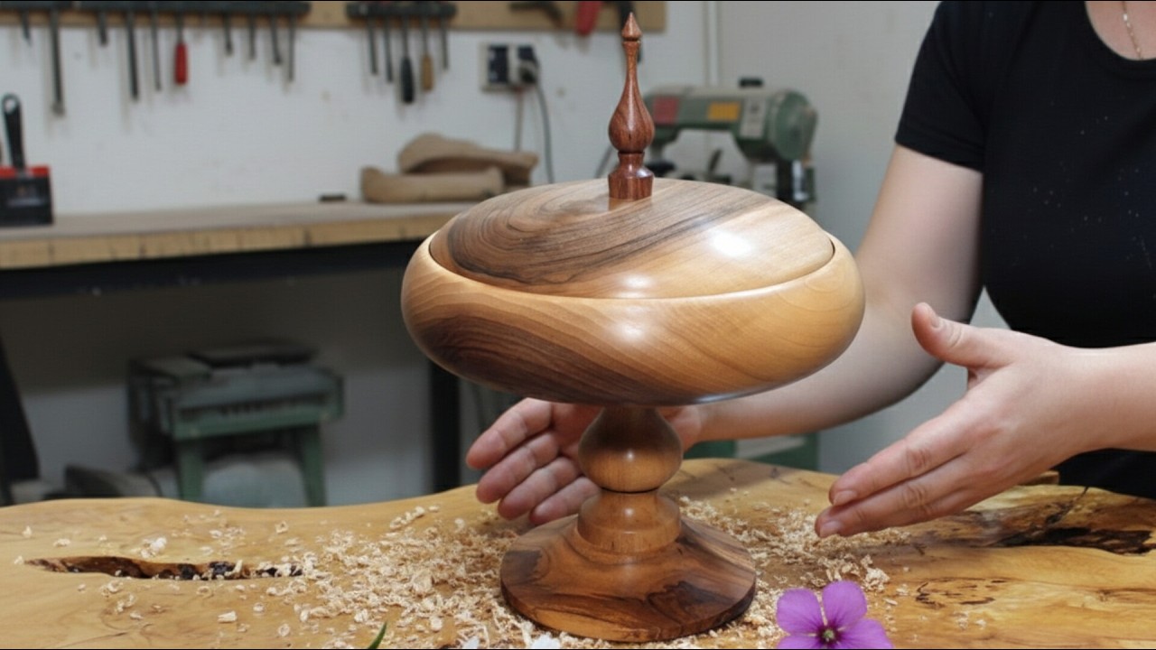 Made a Stunning Walnut Wood Candy Jar – Satisfying Woodworking Project!