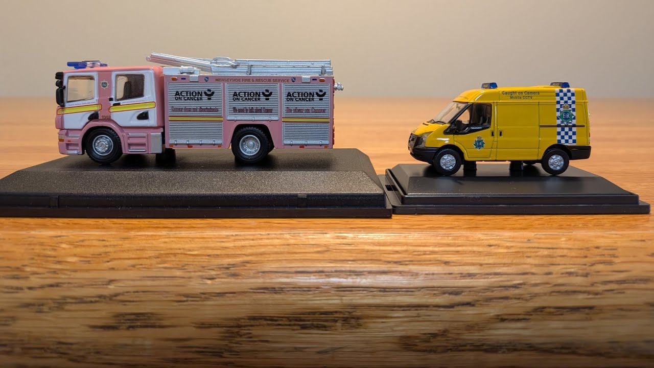 Oxford Diecast Ford Transit Police & Scania fire engines collection 