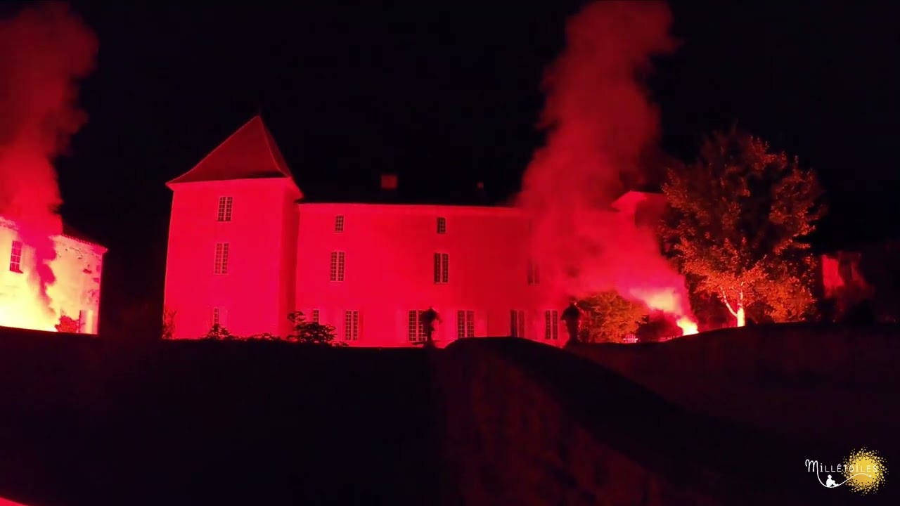 Feu d'artifice pour un mariage au Château de la Mothe, en Dordogne