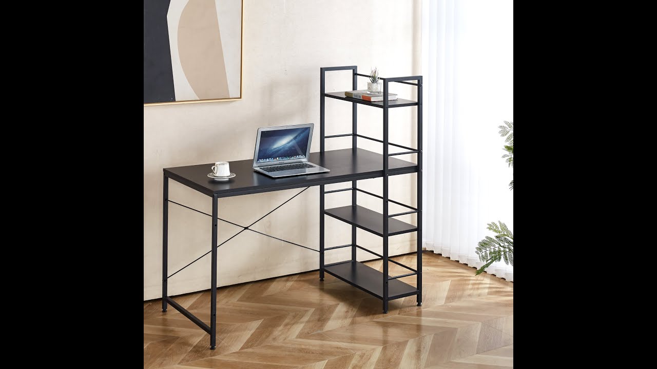 AFRISINO IMPORTS Computer Table with 4 Tier Shelves