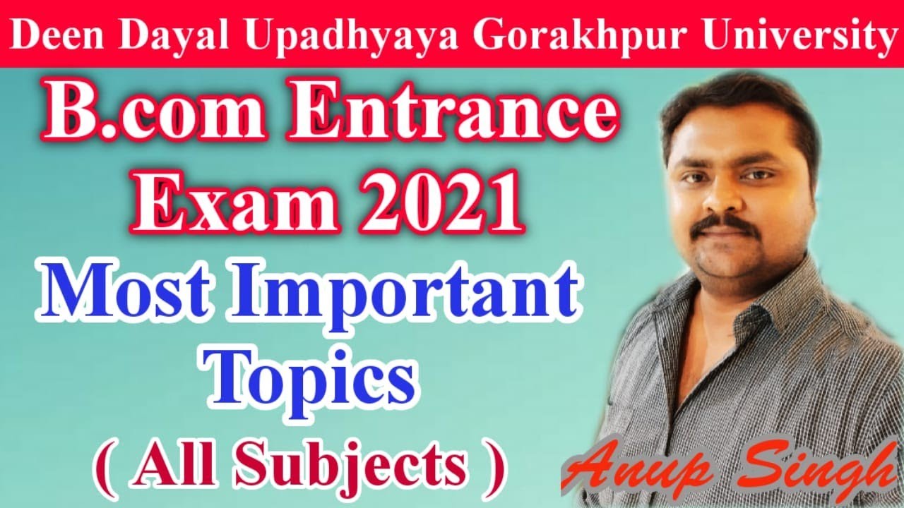DDU Gorakhpur University | B.com Entrance Exam 2021| Important Topics | Full Syllabus