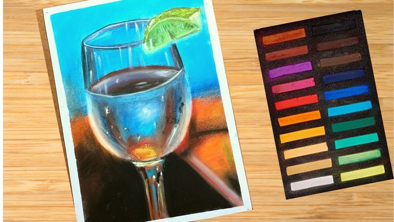 How to draw wine glass with soft pastels | Easy soft pastel drawing