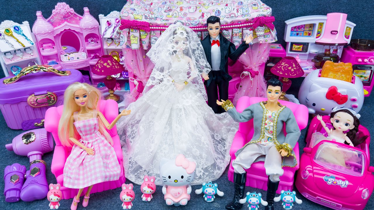 21 Minutes Satisfying Unboxing Barbie Family, Cute Doll Toys & Wedding Bedroom Playset Review