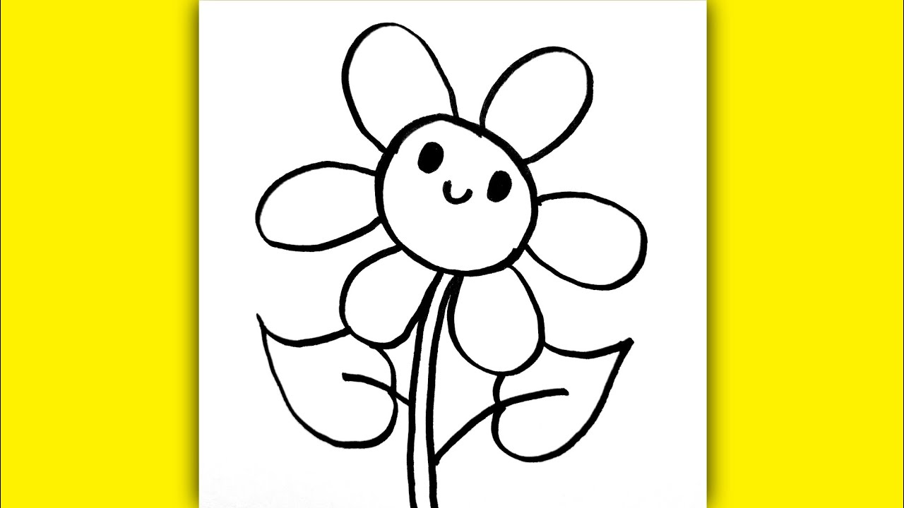 Super Easy Drawing of a Cute Flower for Kids / Drawing Tutorial Step by Step