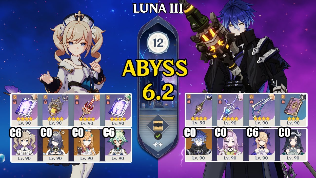 C6 Barbara Lauma Fridge & C0 Flins 4 Star Team | Spiral Abyss 6.2 | Genshin Impact 【原神】