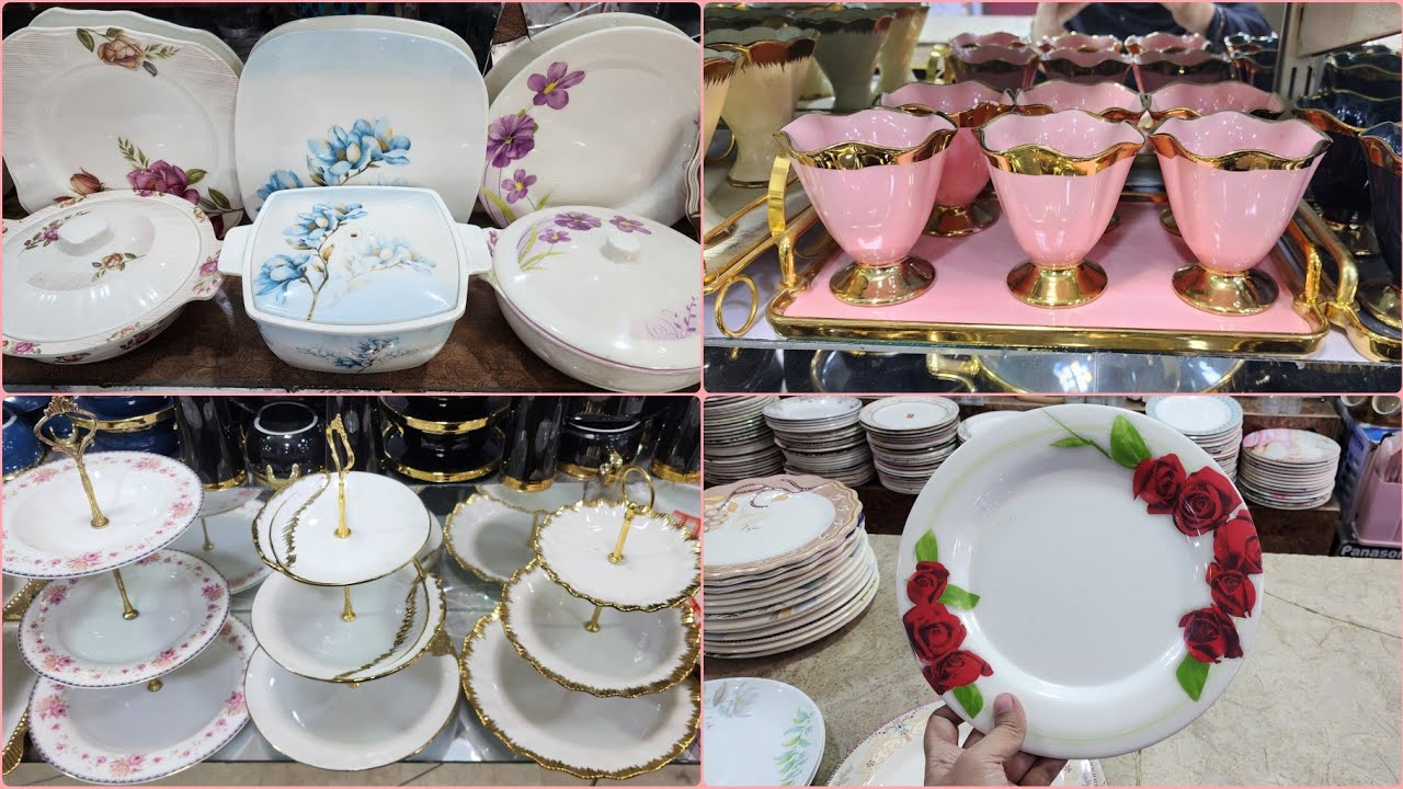 Melamine Dinner Set Glass Cover Wholesale Market Gujranwala/Imported Glassware Crockery/IceCream Set