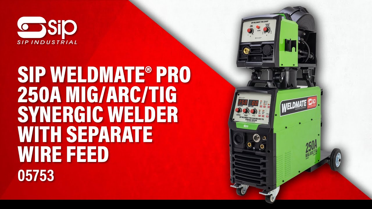 SIP | 05753 WELDMATE® PRO 250A MIG/ARC/TIG Synergic Welder with Separate Wire Feed