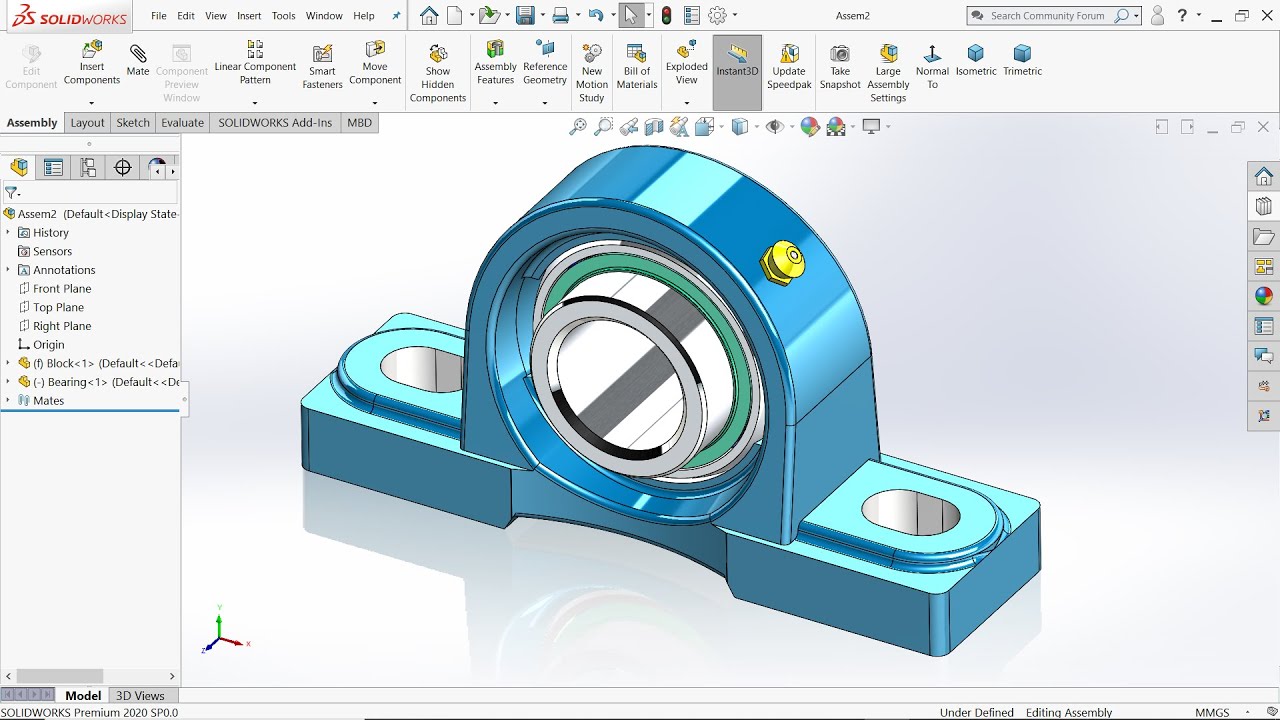 Pillow Block Bearing in SolidWorks