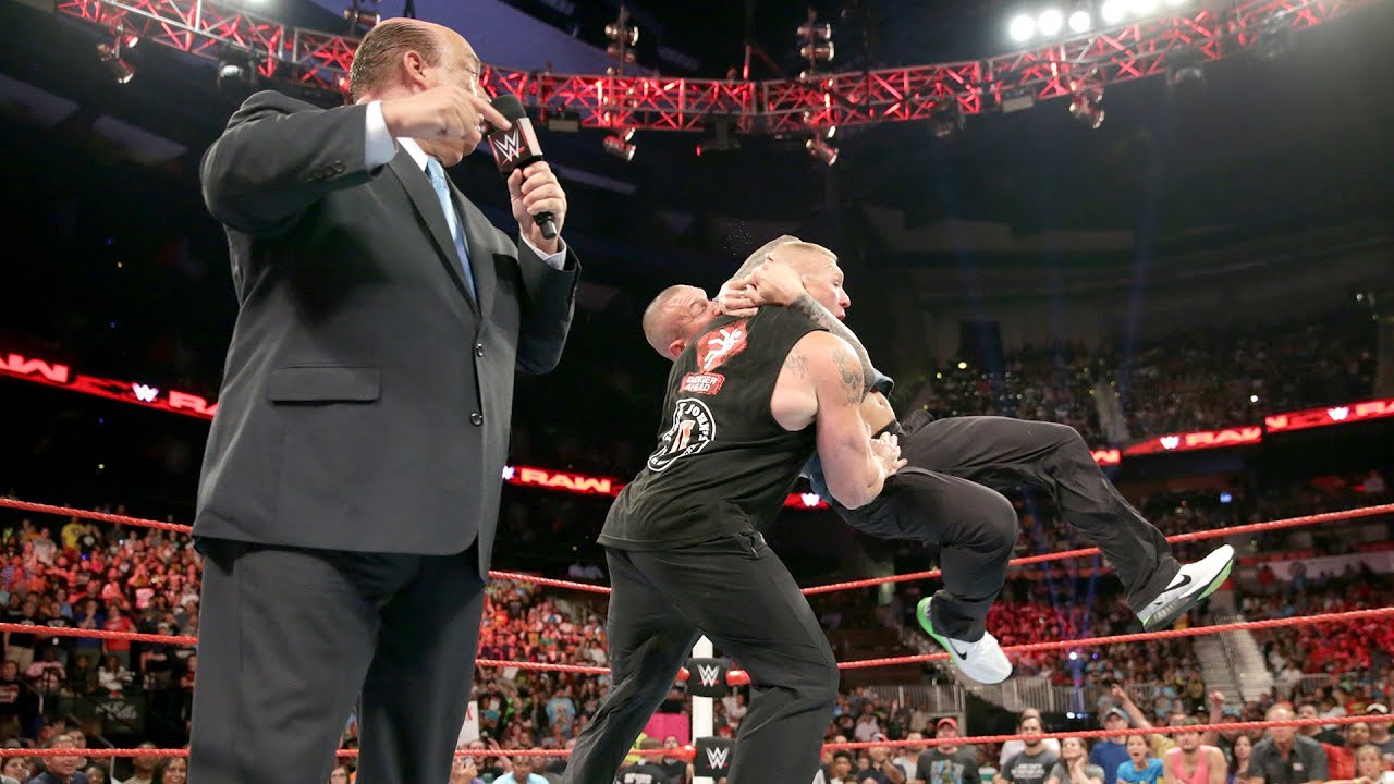Randy Orton RKO on Brock Lesnar - Raw - August 1, 2016