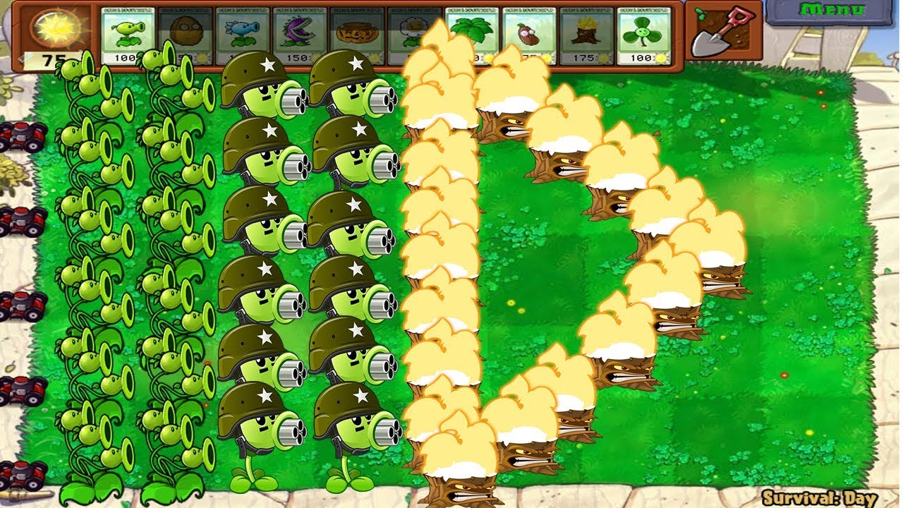 Plants vs Zombies Hack - Threepeater vs Gatling Pea