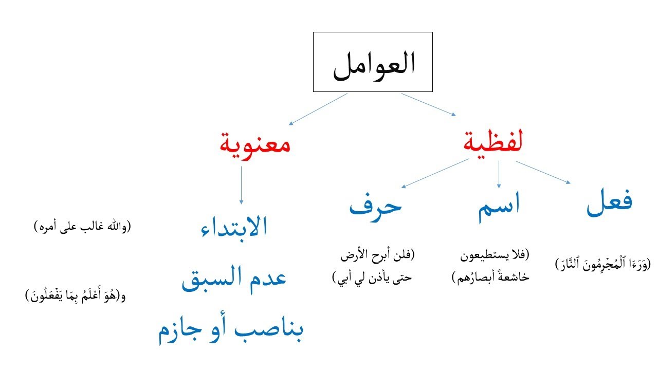 أنواع العوامل في النحو ونظرية الإعمال
